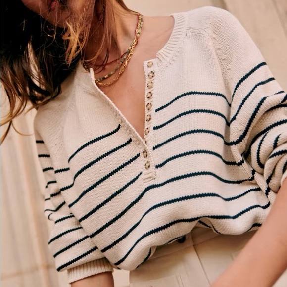 Sezane Sweaters - Sezane Striped LÉONTINE Jumper Ecru/Ivory